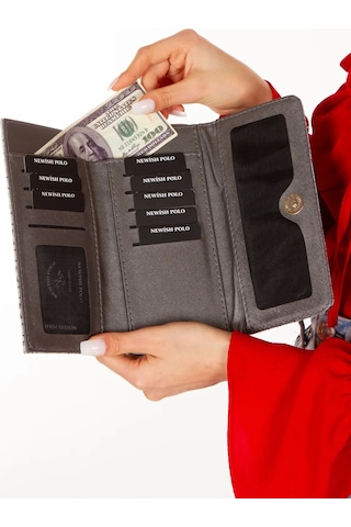 Tuldar Kadın Deri Desenli Telefon Kağıt Para Bölmeli Kartlık Ve Cüzdan Tul560 Gümüş