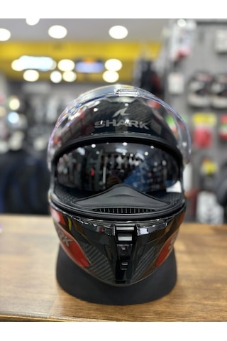 Shark Spartan Gt Pro Carbon Ritmo Şeffaf Vizörlü Kask Karbon Kırmızı