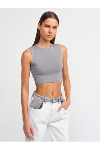 Dilvin Crop Top 101a30125 Gri