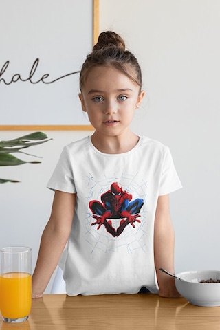 Sevbano Örümcek Adam Baskılı Unisex Spider-man Film Çocuk Tişört 1-12 Ya Beyaz