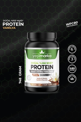 Yeşilmarka Doğal Whey Protein Tozu – Çikolata / Vanilya 748 Gr