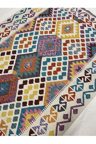 El Dokuma Afgan Kilim 100% Yün Kök Boya Elsanat Eserı İle Harıka Anadolu Desenlı Çok Renkli