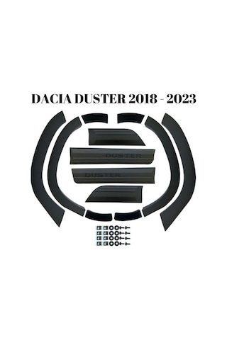 Dacia Duster 2018 2019 2020 2021 2022 2023 Uyumlu Kapı Ve Çamurluk Koruma Dodik Seti Siyah 12 Parça