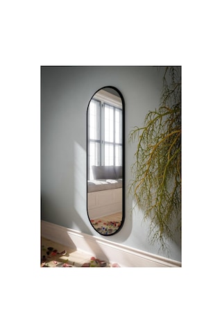 Tr Siyah Oval Dekoratif Boy Duvar Aynası,siyah 50x150 Diğer