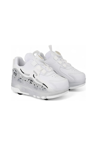 Beyaz Işıklı Patenli Ortopedik Unisex Çocuk Spor Ayakkabı Nils Beyaz