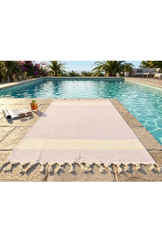 Ludıa %100 Pamuklu Diamond Desenli Saçaklı Lila Peştemal 100x195 Cm Plaj Ve Banyo Havlusu