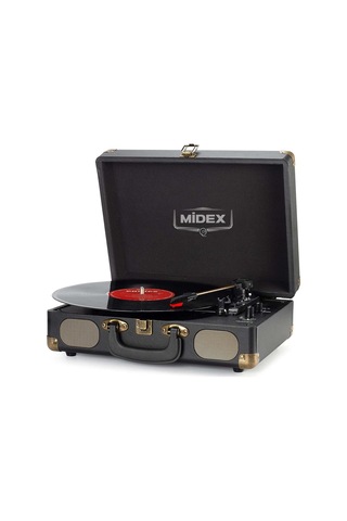 Midex Mtx101BK Nostaljik Retro Pikap Plak Çalar (Şarjlı Bluetooth Aux Hoparlörlü 3 Devir) İğne Dahil