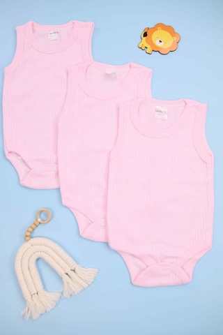 Fitilli Pembe 3'lü Bebek Çıtçıtlı Body/zıbın Pempe