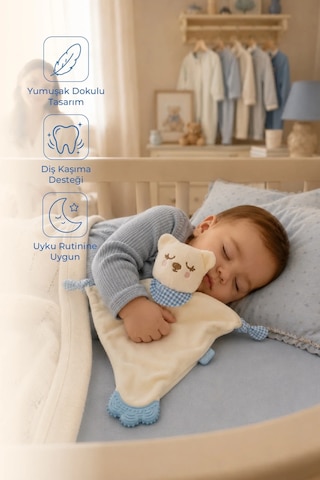 Babyjem Diş Kaşıyıcılı Sevimli Uyku Arkadaşım Mavi