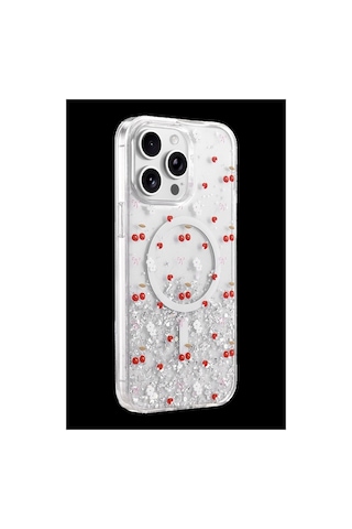 Onegif Apple İphone Uyumlu 14 Pro Max Misk Simli Magsafe Kapak - Desen 5 Çok Renkli