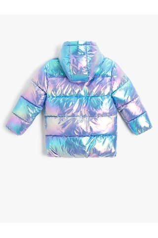 Koton Oversize Şişme Mont Kapşonlu Parlak Mavi 5wkg20034aw Mavi