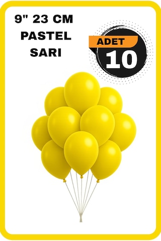 Pastel Balon 9 İnc 23 Cm Helyum Uyumlu 10 Adet Doğum Günü Kutlama Parti Süs Malzemesi Sarı