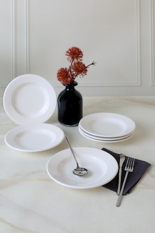 Keramilka Beyaz Linda Yemek Tabağı 21 Cm 6 Adet 006 Beyaz