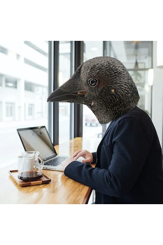 Qianfan Karga Maskesi Kuş Siyah Hayvan Lateks Tam Kafa Gerçekçi