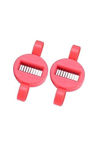 Fortunelane 2 Adet Yeşil Fasulye Dilimleyici, Inox Bıçaklı Fransız Usulü Dilimleme Aleti, Kırmızı Mutfak Aleti Kırmızı