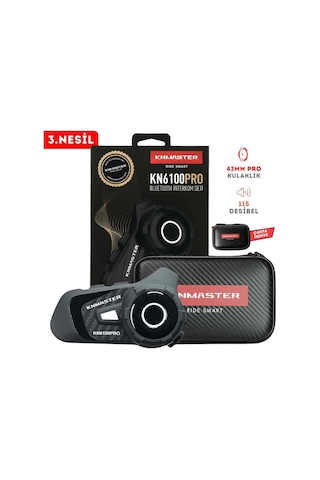 Knmaster Kn6100 Pro Motosiklet Kask İntercom Seti Karbon-siyah