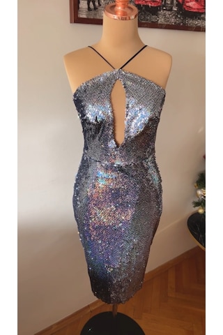 Chica Rosa Fashion Pullu Dekolteli Diamond Midi Elbise