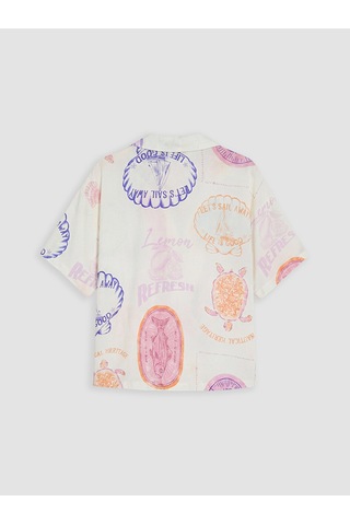 Lcw Dream Bej Gömlek Yaka Desenli Kadın Pijama Üst