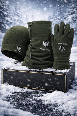 Single Sword Polar Bere Eldiven Boyunluk Seti Unisex Haki Çok Renkli