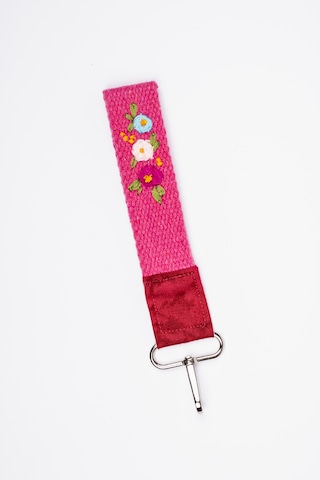 Fabric Craft Bag Anahtarlık Kumaş, Nakışlı, Metal Kancalı Pembe