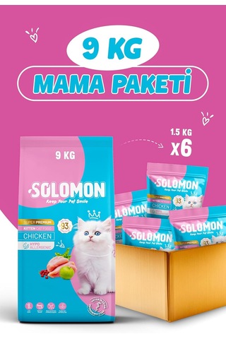 Kitten Yavru Tavuklu Süper Premium Kedi Maması 9 Kg - Hipoalerjenik - Düşük Tahıllı - Yüksek Hayvansal Proteinli