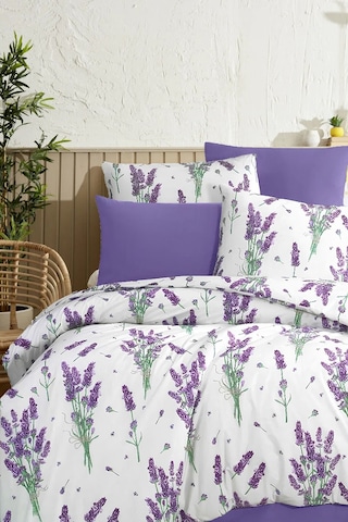 Always Lastikli Çarşaflı Çift Taraflı Çift Kişilik Nevresim Takımı Lavanta Çok Renkli