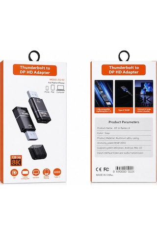 Thunderbolt 4 Type-c To Displayport Dp Adaptör 8k 120hz Görüntü Ve Ses Aktarımı