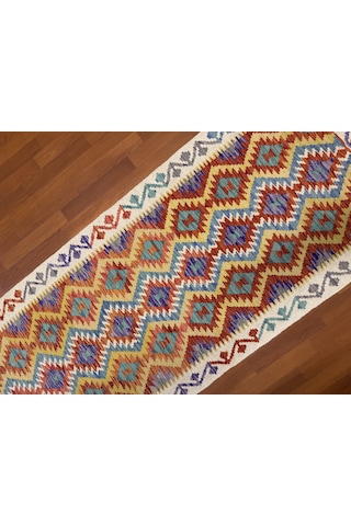 Afgan El Dokuma Yolluk Kilim 100% Yün Kök Boya Çok Renkli