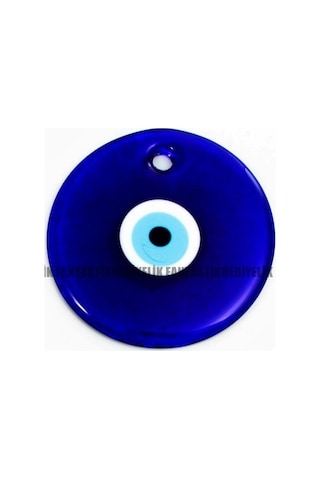 Büyük Boy Delik Mavi Nazar Boncuk Boncuğu Cam Nazarlık - Çap 22Cm