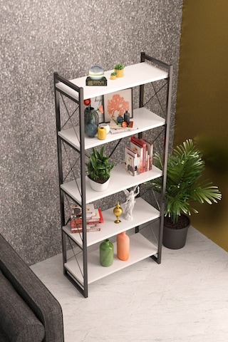 Storeşahin 5 Raflı Metal Kitaplık Beyaz 180 Cm Shn0720