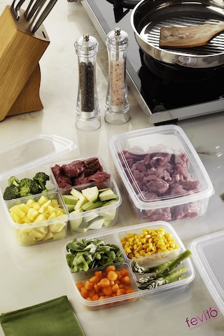 Mikrodalga Ve Difrizde Kullanılabilen Saklama Kabı Seti 3 Lu Beyaz S-413 Şeffaf