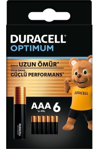 Duracell Optimum AAA Alkalin İnce Kalem Piller 1.5 V LR03/MN2400 6’lı Paket