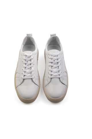 Beyaz Hakiki Deri Erkek Sneaker E01442500643 Beyaz