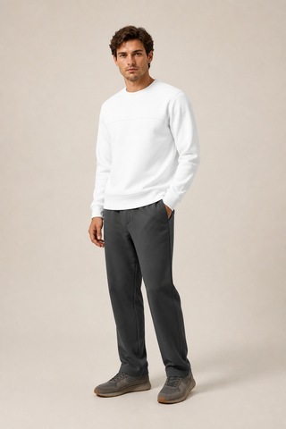 Redline Steni Yeni Sezon Erkek Regular Fit Kışlık Bisiklet Yaka Sweatshirt Beyaz
