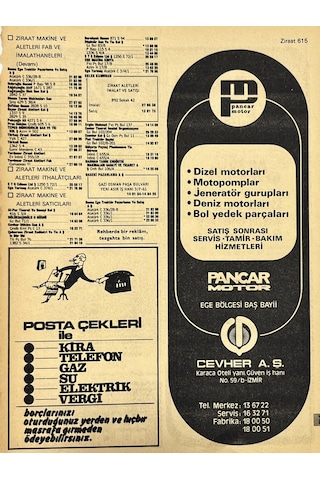 İzmir 1982-1983 Meslek Reklam İlanı Efemera S615