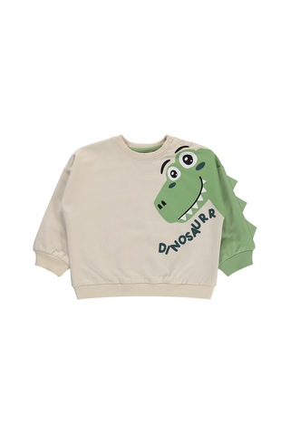 Civil Baby Dinozor Baskılı 6-18 Ay Takım - Bej Taş Rengi