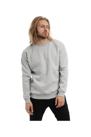 Polostate Erkek Bisiklet Yaka Karyoka Dikişli Sweatshirt Gri