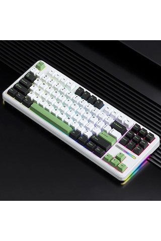 Aula F87 Mekanik Rgb Tkl Gray Switch Kablosuz Makrolu Hot Swap Klavye Beyaz - Yeşil