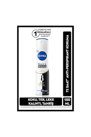 Black White Invisible İpeksi Pürüzsüzlük Kadın Deodorant Sprey 150 Ml