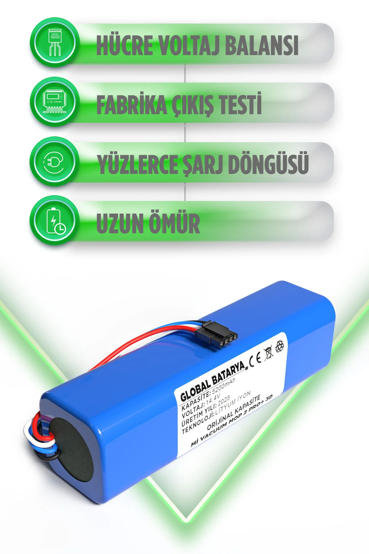 Xiaomi Mi Vacuum Mop 2 Pro Plus 3d Uyumlu Akıllı Robot Süpürge Batarya 14.4v 5200mah Pil