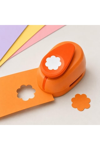 Ofisinn Şekilli Büyük Boy Delgeç/şekilgeç 3.8 Cm Çiçek Turuncu