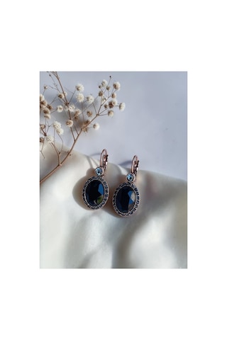 Kristal Taşlı Oval Küpe Fayra-a495ekp Siyah