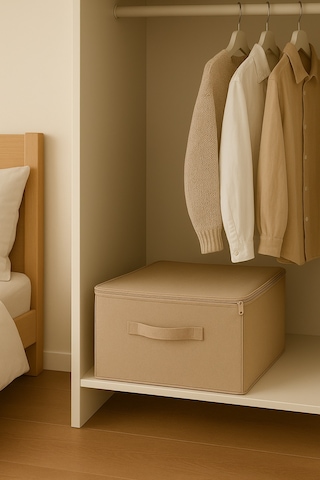 Destekli Hurç Büyük Boy Bej Renk Fermuarlı Katlanabilir Saklama Ve Düzenleme Kutusu Bej