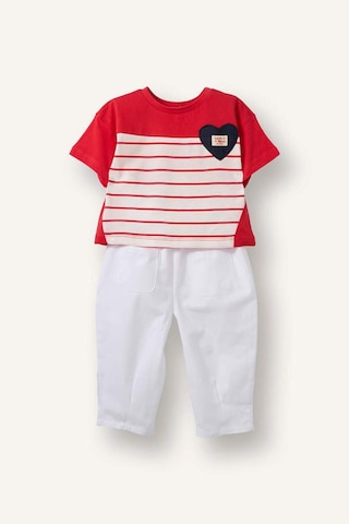 Defacto Çizgili Tişört Pantolon 2li Takım Kız Bebek H2817a526smrd63 Kırmızı-rd63