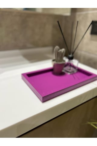 Hazeran Moru Mini Dikdörtgen Rengi Model Dekorasyon Düzenleyici Ahşap Tepsi 29x19 Cm