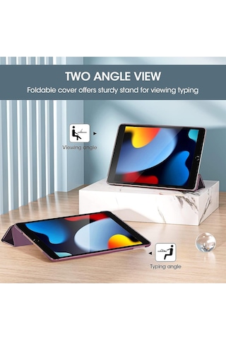 Apple Uyumlu iPad 5. 6. Nesil 2017 2018 9.7" Inc Kılıf Smart Cover Katlanabilir Standlı Akıllı Kapak Mor