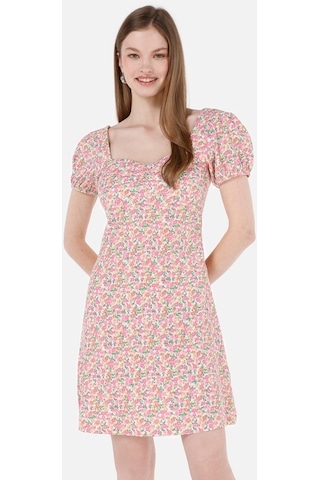 Colins Slim Fit Kadın Pembe Kısa Kol Elbise Cl1069057 Q1.v2 Pın Pembe