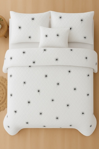 İbiza Çift Kişilik Kapitone Dolgulu Pike 4 Mevsim Baklava Dsn Yastık Kılıfı Dahil 200x230cm Beyaz