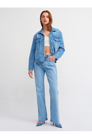 Dilvin Cepli Denim Gömlek Mavi