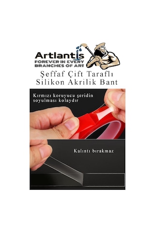 Çift Taraflı Bant Silikonlu Süper Güçlü Çivisiz Montaj Bandı 3 Adet 18mm X 2 Metre Extra Yüksek Mukavemetli 3 Adet